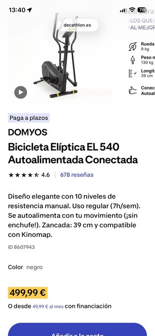 Bicicleta Elíptica Domyos