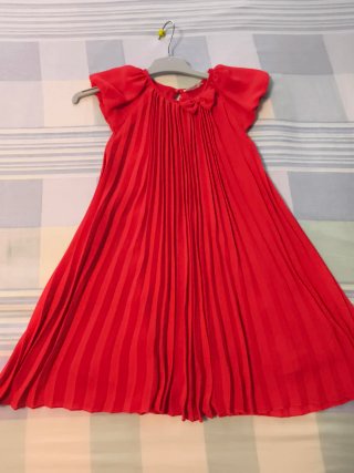 Vestido fiesta niña plisado lazo rojo talla 122