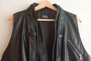 Chaleco Zara Piel Negro
