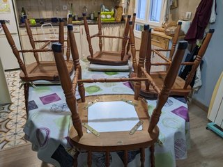 Sedie vintage Mocholí anni '60 in legno-skay Windsor