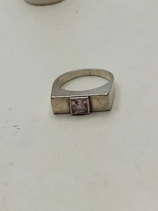 Anillo Plata Antigua Circonita Rosa