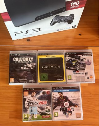 PS3 Slim 160GB + caja original + 5 juegos completo