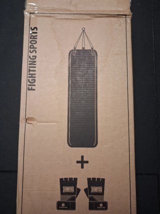 Saco boxeo Domyos negro, guantes y barra dominadas