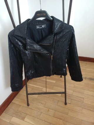Cazadora Breska lentejuelas negra Talla S