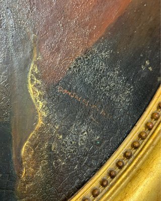 Olio su rame ritratto femminile XIX sec.
