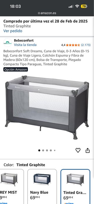 Cuna de viaje Bebeconfort Soft Dreams (60x120 cm)
