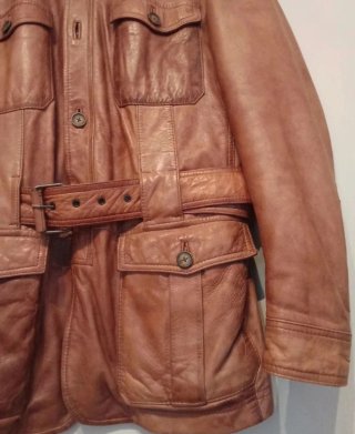 Chaqueta Cuero Camel Massimo Dutti Talla L