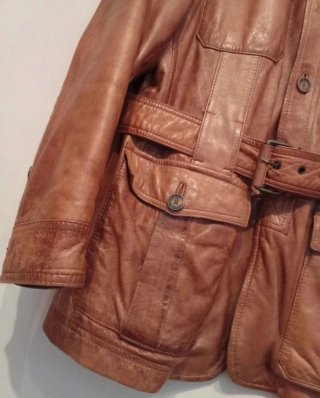 Chaqueta Cuero Camel Massimo Dutti Talla L