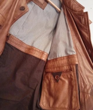 Chaqueta Cuero Camel Massimo Dutti Talla L