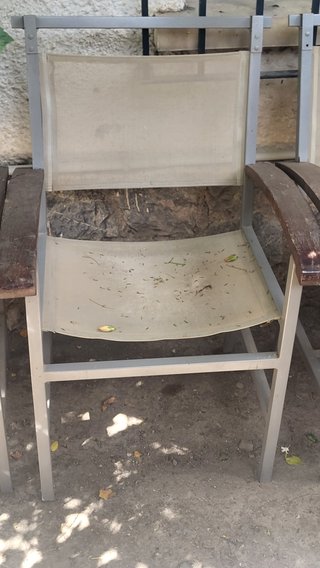 5 Sillas de Jardín Aluminio y Tela Beige
