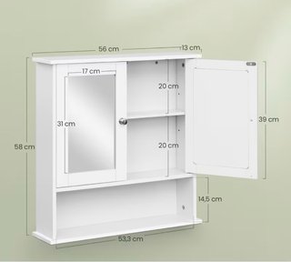 Mueble de baño blanco con puertas de cristal
