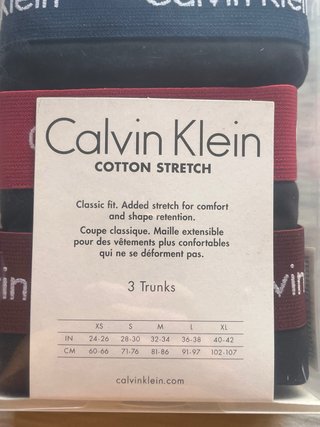 Calvin Klein 3 Trunks Algodón Clásicos Stretch S