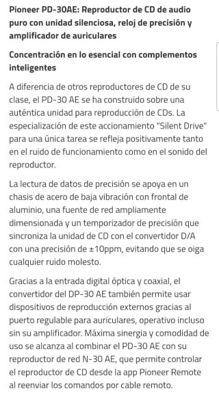 Reproductor CD Pioneer PD-30AE