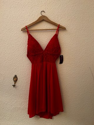 Vestido Rojo Fiesta Encaje Pink Talla Única Nuevo