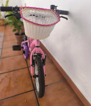 Bicicleta niña 14 rosa con ruedines