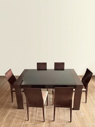 Mesa comedor extensible madera y cristal