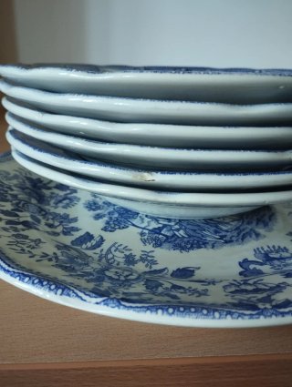 Lote Vajilla Cerámica Inglesa Ironstone Azul