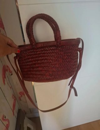 Bolso Bimba y Lola trenzado burdeos