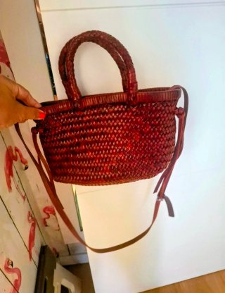 Bolso Bimba y Lola trenzado burdeos