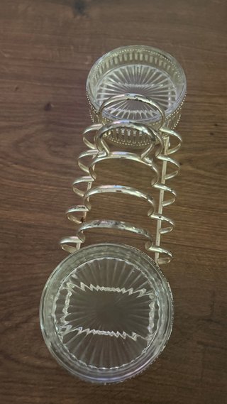 Tostadora inglesa vintage con 2 cuencos de cristal