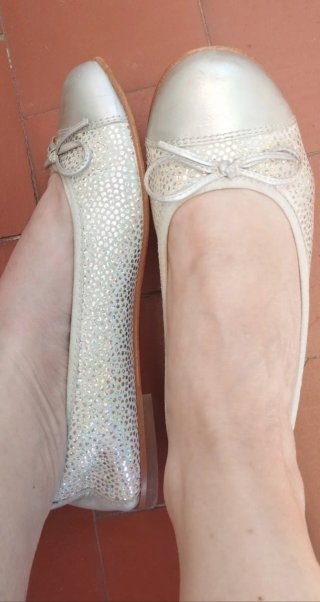 Bailarinas plateadas con brillo