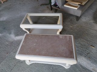 Mesa centro vintage mármol y madera