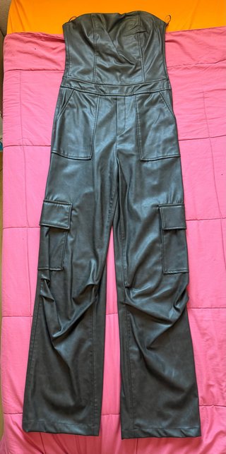 Mono Cargo Polipiel Zara Negro