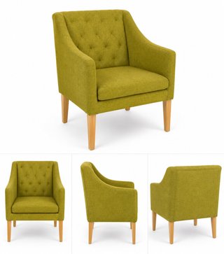 Poltrona verde oliva in stile Vintage
