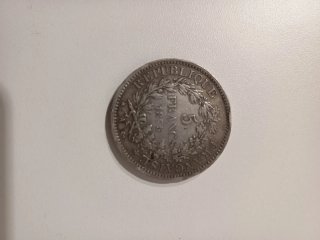 Moneda Antigua 5 Francos Franceses 1875