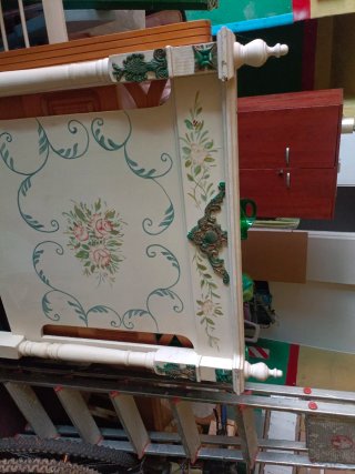 Cabecero Cama 90cm Madera Blanco/Verde