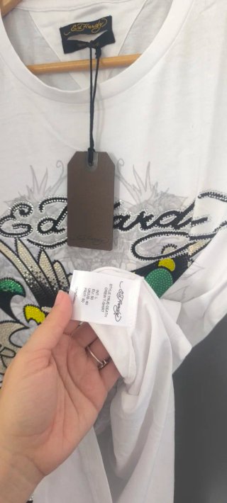Camiseta Ed Hardy Blanca con Diseño talla L