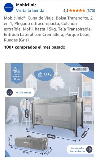 Cuna de viaje + Colchón plegable