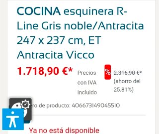 Cocina modular madera y gris
