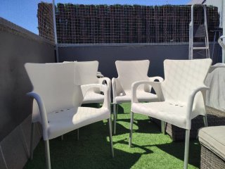 Juego de 6 sillas de terraza blancas