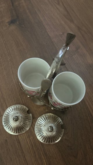 Juego vintage de 2 mermeleras de porcelana.