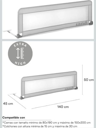 Barrera de Cama Jane Extra Alta 140cm