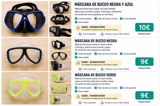 3 Máscaras de Buceo (Negra, Azul, Verde)