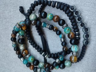 Lote 4 pulseras de cuentas para hombre unisex