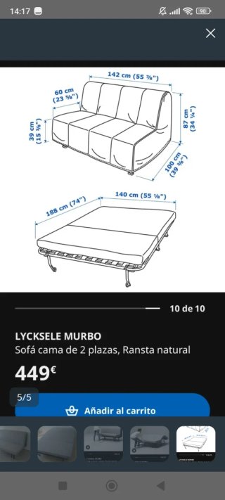 Sofá Cama LYCKSELE MURBO 2 Plazas
