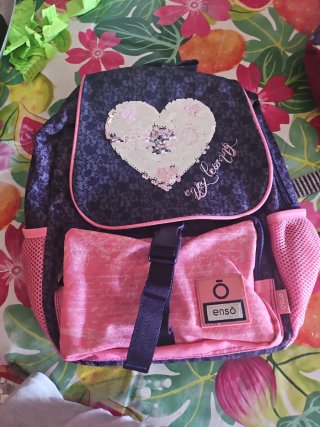 Mochila Enso Corazón Lentejuelas Rosa Azul
