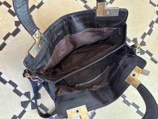 Bolso de mano vintage cuero negro