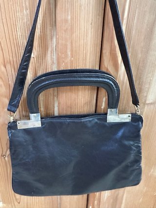 Bolso de mano vintage cuero negro