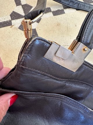 Bolso de mano vintage cuero negro