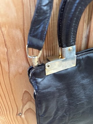 Bolso de mano vintage cuero negro