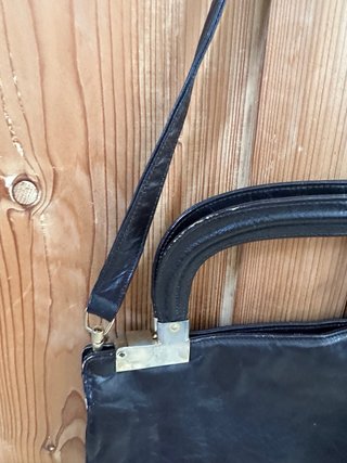 Bolso de mano vintage cuero negro