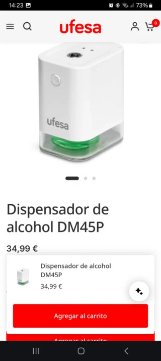 Dispensador alcohol Ufesa DM45P