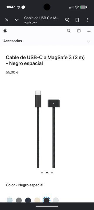 Cable Magsafe Negro Original Apple Trenzado