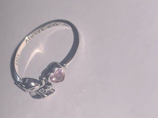 Anillo Plata Elefante Corazón Rosa Ajustable