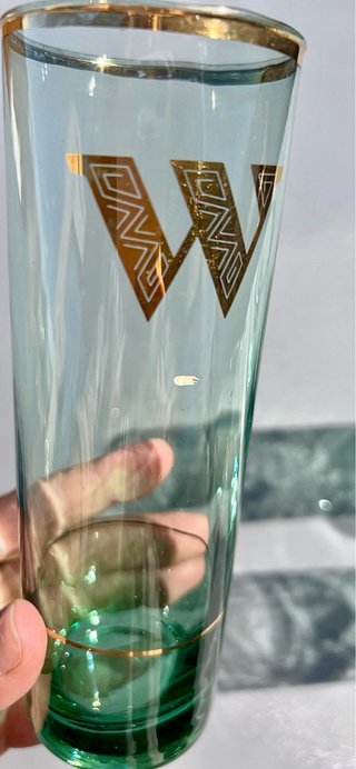 Vasos vintage dorados y verdes años 60