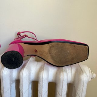 Zapatos Zara tacón ancho fucsia charol T40